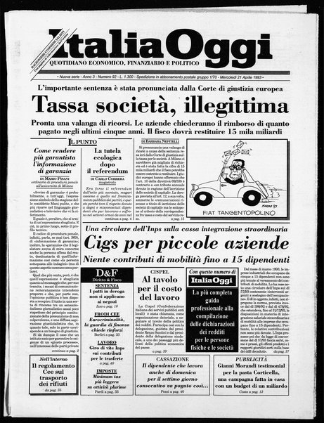 Italia oggi : quotidiano di economia finanza e politica